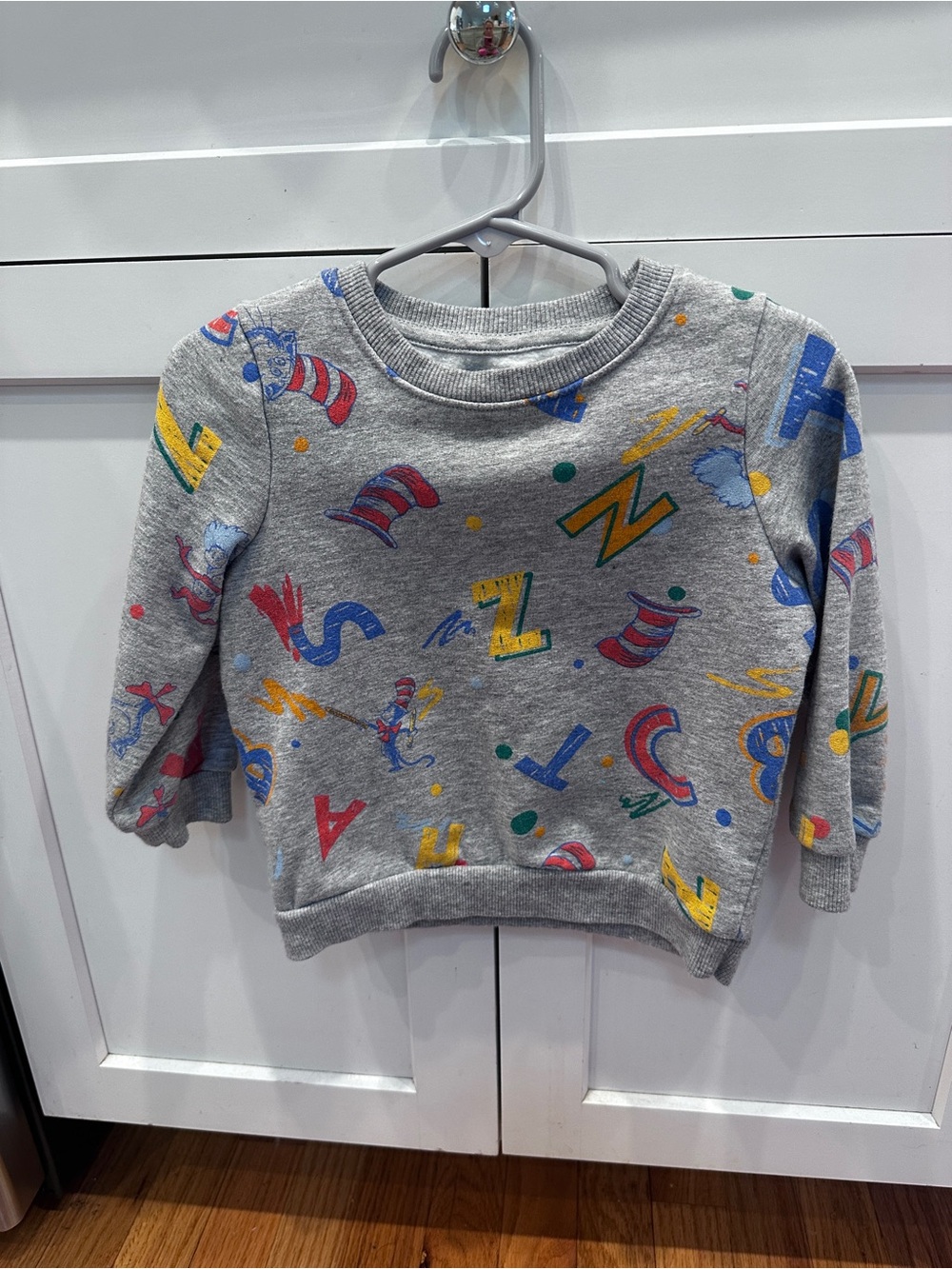 Dr. Seuss Grey Sweatshirt with Colorful Alphabet Print